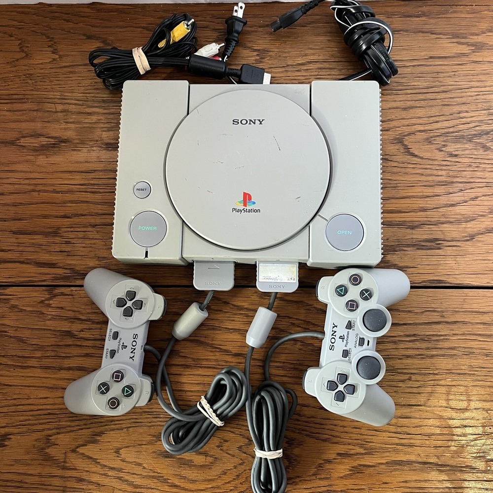 Sony PlayStation PS1 Console Gray Complete SCPH-9001 Controllers Mem Card Cables